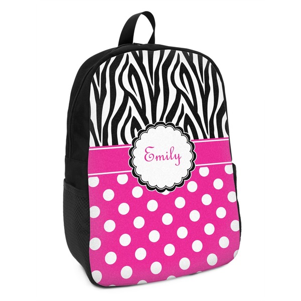 Custom Zebra Print & Polka Dots Kids Backpack (Personalized)