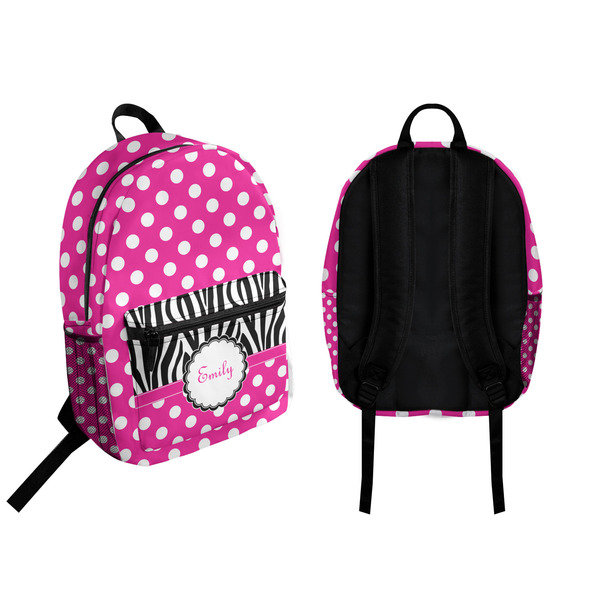 Zebra Print & Polka Dots Backpack front and back - Apvl