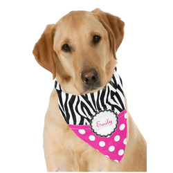 Zebra Print & Polka Dots Dog Bandana Scarf w/ Name or Text