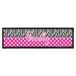 Zebra Print & Polka Dots Bar Mat - Large (Personalized)