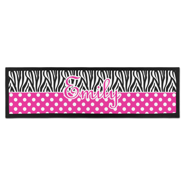 Custom Zebra Print & Polka Dots Bar Mat - Large (Personalized)