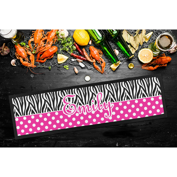 Zebra Print & Polka Dots Bar Mat - Large - LIFESTYLE