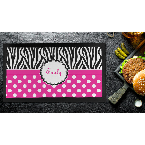 Zebra Print & Polka Dots Bar Mat - Small - LIFESTYLE
