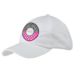 Zebra Print & Polka Dots Baseball Cap - White (Personalized)