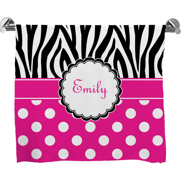 Custom Zebra Print & Polka Dots Bath Towel (Personalized)