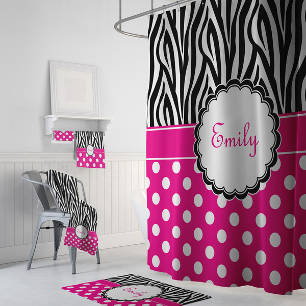 Zebra Print & Polka Dots Bath Towel Sets - 3-piece - In Context