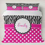 Zebra Print & Polka Dots Duvet Cover Set - King (Personalized)