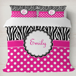 Zebra Print & Polka Dots Duvet Cover Set - King (Personalized)