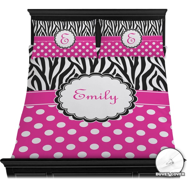 Zebra Print & Polka Dots Bedding Set (Queen) - Duvet