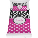 Zebra Print & Polka Dots Comforter Set - Twin (Personalized)