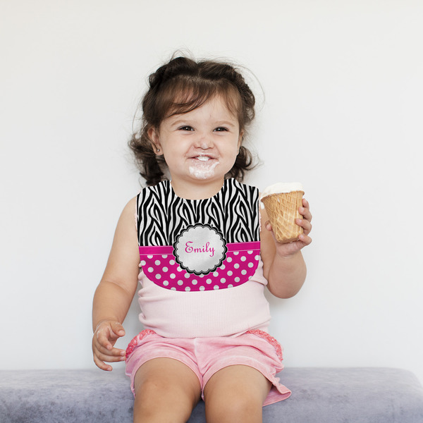 Zebra Print & Polka Dots Bib Lifestyle Girl