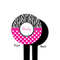 Zebra Print & Polka Dots Black Plastic 4" Food Pick - Round - Single Sided - Front & Back