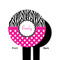 Zebra Print & Polka Dots Black Plastic 6" Food Pick - Round - Single Sided - Front & Back