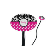 Zebra Print & Polka Dots 7" Oval Plastic Stir Sticks - Black - Single Sided (Personalized)