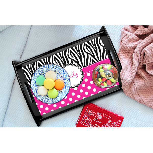 Zebra Print & Polka Dots Black Tray - Lifestyle (UPDATED)