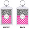 Zebra Print & Polka Dots Bling Keychain (Front + Back)