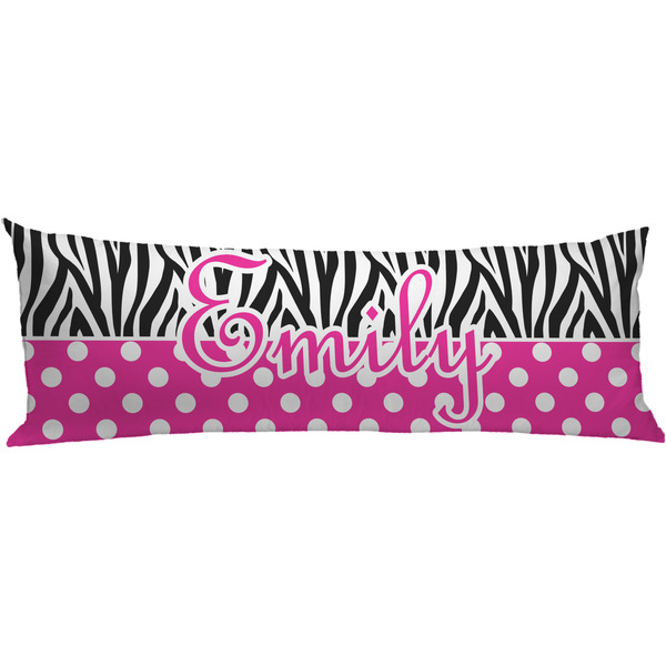 Custom Zebra Print & Polka Dots Body Pillow Case (Personalized)