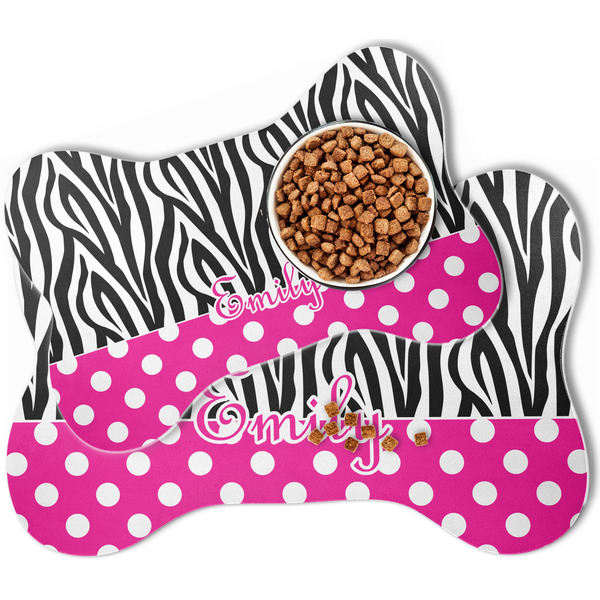 Zebra Print & Polka Dots Bone Shaped Dog Mats - MAIN