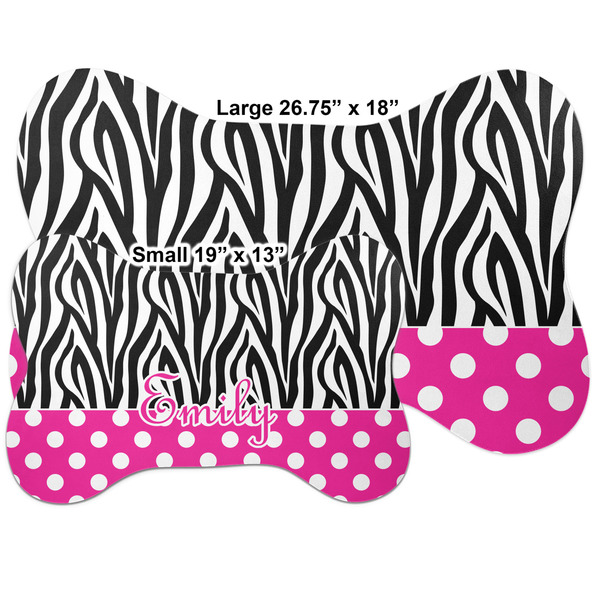 Zebra Print & Polka Dots Bone Shaped Mat Comparison