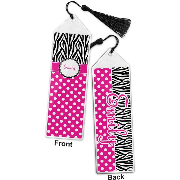 Zebra Print & Polka Dots Bookmark with tassel - Front and Back