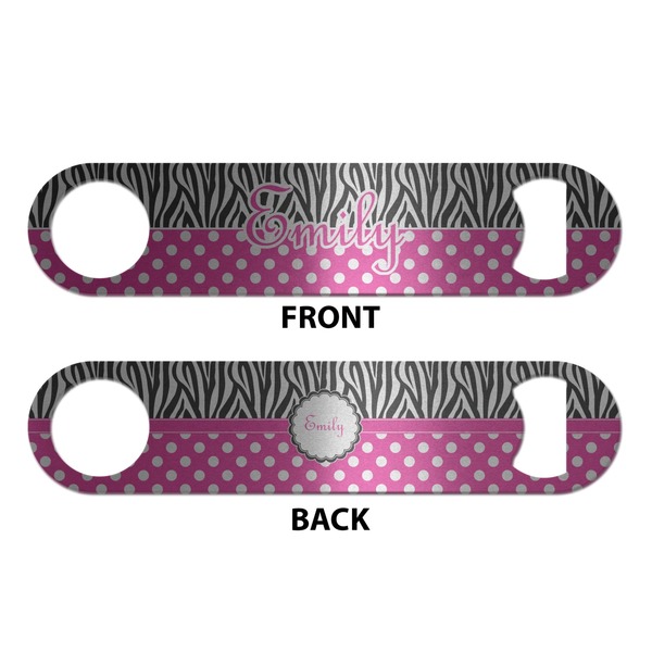 Zebra Print & Polka Dots Bottle Opener - Front & Back