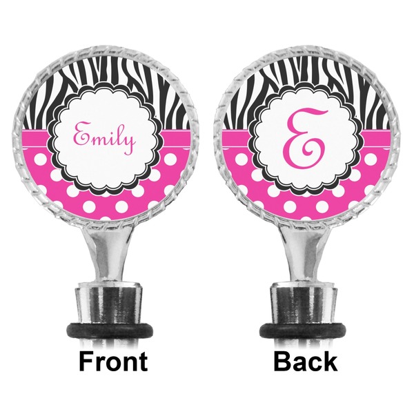 Zebra Print & Polka Dots Bottle Stopper - Front and Back