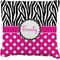 Zebra Print & Polka Dots Faux-Linen Throw Pillow 20" (Personalized)