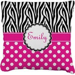 Zebra Print & Polka Dots Faux-Linen Throw Pillow 26" (Personalized)