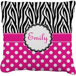 Zebra Print & Polka Dots Faux-Linen Throw Pillow 26" (Personalized)