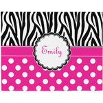 Zebra Print & Polka Dots Woven Fabric Placemat - Twill w/ Name or Text