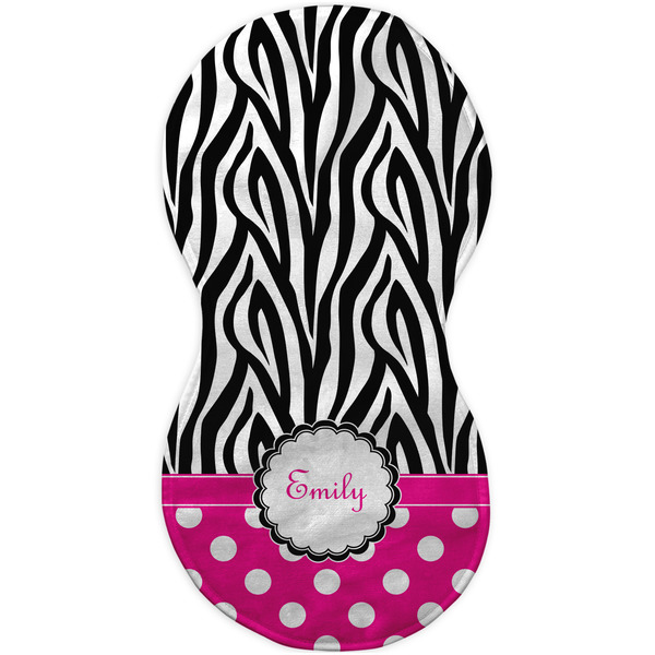 Zebra Print & Polka Dots Burp Peanut Shaped Flat
