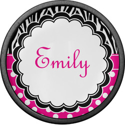 Zebra Print & Polka Dots Cabinet Knob (Black) (Personalized)