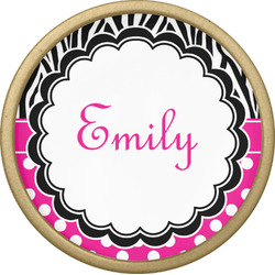 Zebra Print & Polka Dots Cabinet Knob - Gold (Personalized)