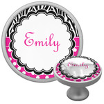 Zebra Print & Polka Dots Cabinet Knob (Silver) (Personalized)