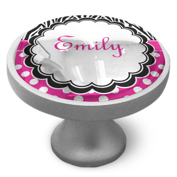Custom Zebra Print & Polka Dots Cabinet Knob (Personalized)