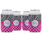 Zebra Print & Polka Dots Can Cooler (12 oz) - Set of 4 w/ Name or Text