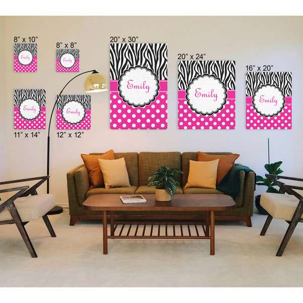 Zebra Print & Polka Dots Canvas Prints - Multiple Sizes