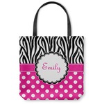 Zebra Print & Polka Dots Canvas Tote Bag - Large - 18"x18" (Personalized)