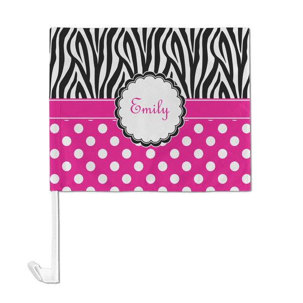 Zebra Print & Polka Dots Car Flag - Large - FRONT