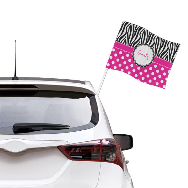 Zebra Print & Polka Dots Car Flag - Large - LIFESTYLE