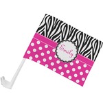 Zebra Print & Polka Dots Car Flag - Small w/ Name or Text