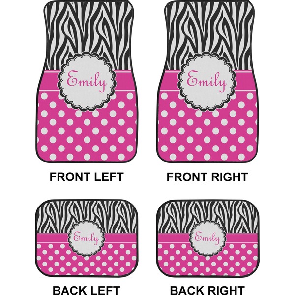 Zebra Print & Polka Dots Car Floor Mats Set (2F + 2B)