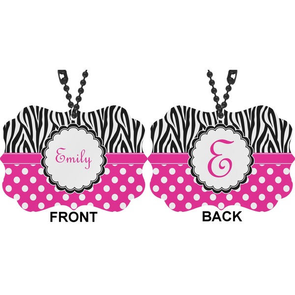 Zebra Print & Polka Dots Car Ornament (Approval)