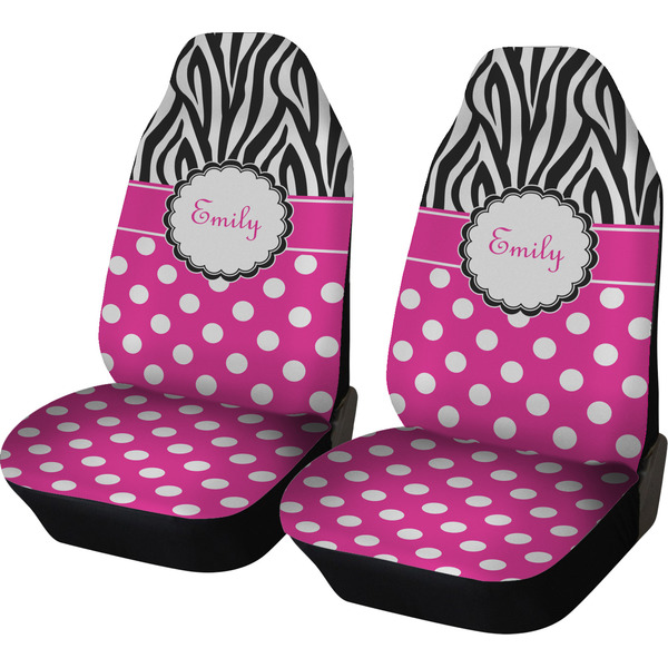 Custom Zebra Print & Polka Dots Car Seat Covers (Set of Two) (Personalized)