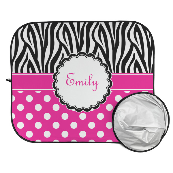 Zebra Print & Polka Dots Car Sun Shades - FOLDED & UNFOLDED