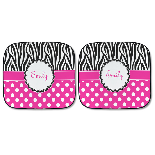 Zebra Print & Polka Dots Car Sun Shades - FRONT