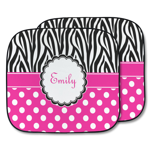 Custom Zebra Print & Polka Dots Car Sun Shade - Two Piece (Personalized)