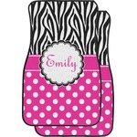 Zebra Print & Polka Dots Car Floor Mats (Front Seat) (Personalized)