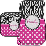 Zebra Print & Polka Dots Car Floor Mats Set - 2 Front & 2 Back (Personalized)