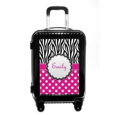 Zebra Print & Polka Dots Carry On Hard Shell Suitcase (Personalized)